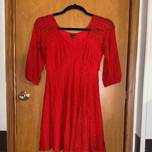 Torrid Mini Lace Fit Flare Knee Length Dress Red Size 00 M/10